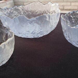 OBR King 3 Piece Salad Bowl Set - Gold Rimmed - Irregular Shaped